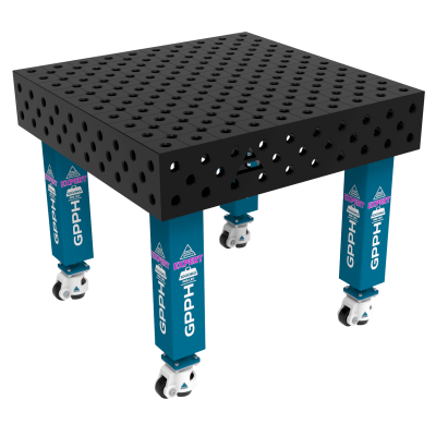 Sveisebord EXPERT Størrelse - 1000x1000mm, Rutenett - diagonal, System - Φ28, Ben - På hjul