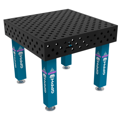 Metināšanas galds EXPERT Izmērs - 1000x1000mm, Tīkls - diagonāle, Sistēma - Φ28, Kājas - uz pēdām