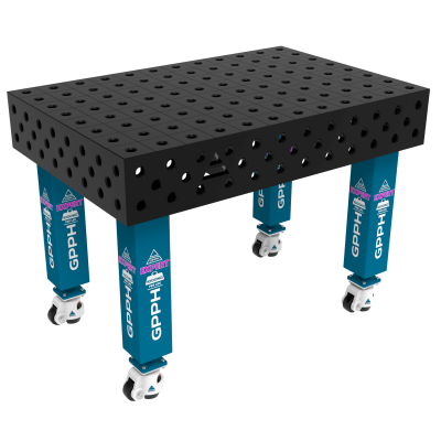 Metināšanas galds EXPERT Izmērs - 1200x800mm, Tīkls - 100x100mm, Sistēma - Φ28, Kājas - uz riteņiem
