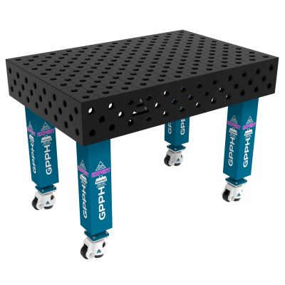 Svejsebord EXPERT Størrelse - 1200x800mm, Gitter - diagonal, System - Φ28, Ben - på hjul