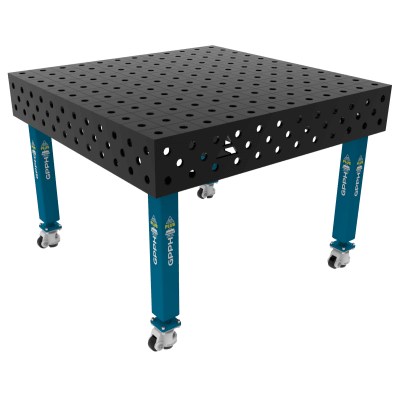 Table de soudage PLUS Grille - 100x100mm, Système - Φ28, Taille - 1200x1200mm, Pieds - Sur roues