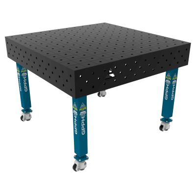 Table de soudage PLUS Grille - 100x100mm, Système - Φ16, Taille - 1200x1200mm, Pieds - Sur roues