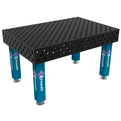 Table de soudage EXPERT Taille - 1500x1000mm, Grille - diagonale, Système - Φ28, Pattes - Sur les pieds