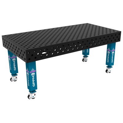 Welding table EXPERT Size - 2000x1000mm, Grid - diagonal, System - Φ28, Legs - On wheels