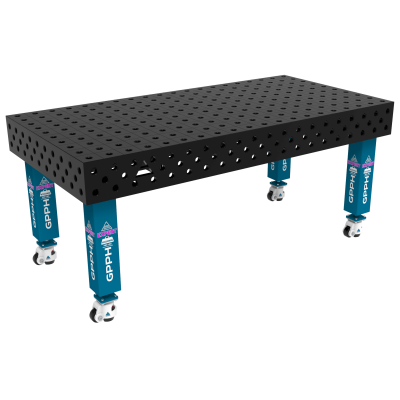Sveisebord EXPERT Størrelse - 2000x1000mm, Rutenett - 100x100mm, System - Φ28, Ben - På hjul