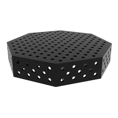 Achthoekige lastafel OCT 1000x1000mm fi28 grid diagonaal