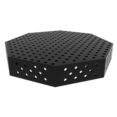 Achthoekige lastafel OCT 1200x1200mm fi28 grid diagonaal