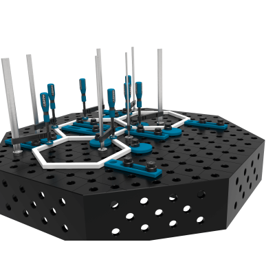 Octagonal welding table OCT 1200x1200mm with construction