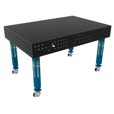 Table de soudage PLUS Grille - 50x50mm, Système - Φ16, Taille - 1500x1000mm, Pieds - Sur roues