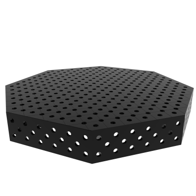 Table de soudage octogonale OCT 1400x1400mm fi28 grille diagonale