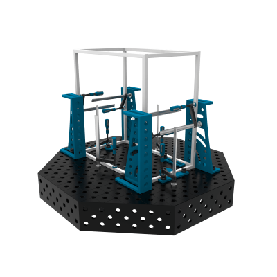 Octagonal welding table OCT 1400x1400mm with construction