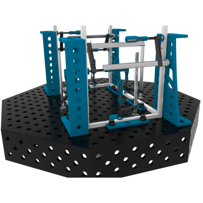 Achthoekige lastafel OCT 1400x1400mm met constructie