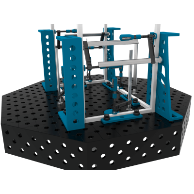 Octagonal welding table OCT 1400x1400mm with construction