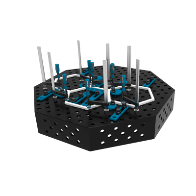 Octagonal welding table OCT 1200x1200mm with construction