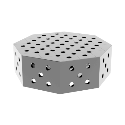 Achthoekige lastafel OCT INOX 600x600mm fi28 diagonaal grid