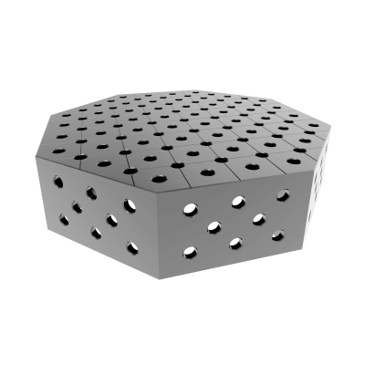 Achthoekige lastafel OCT INOX 800x800mm fi28 grid diagonaal