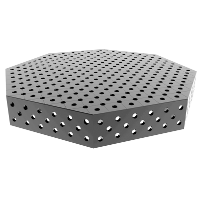 Ottekantet svejsebord OCT INOX 1400x1400mm fi28 gitterdiagonal