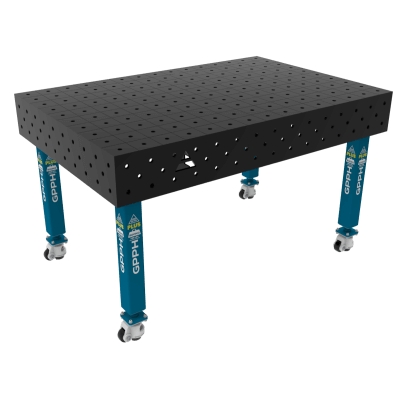 Kaynak masası PLUS Izgara - 100x100mm, Sistem - Φ16, Boyut - 1500x1000mm, Bacaklar - Tekerlekli