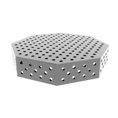 Achthoekige lastafel OCT INOX 1000x1000mm fi28 grid diagonaal