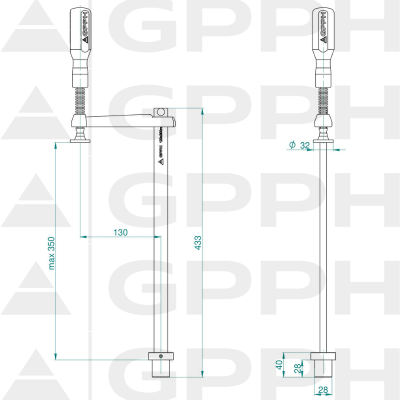 Pince de fixation GPPH fi16 mm - schéma technique