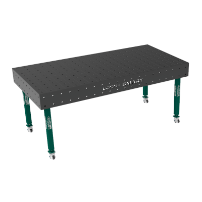 Sveisebord SMART Rutenett - 100x100mm, System - Φ16, Størrelse - 2000x1000mm, Ben - På hjul, Bordplate - 15mm