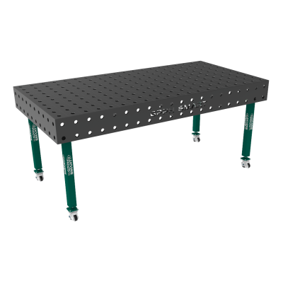 Metināšanas galds SMART Tīkls - 100x100mm, Sistēma - Φ28, Izmērs - 2000x1000mm, Kājas - uz riteņiem, Galda virsma - 15 mm