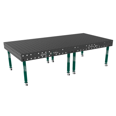 Lastafel SMART Rooster - 100x100mm, System - Φ28, Maat - 3000x1480mm, Poten - Op wielen, Tafelblad dikte - 15mm