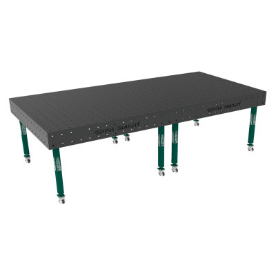 Sveisebord SMART Rutenett - 100x100mm, System - Φ16, Størrelse - 3000x1480mm, Ben - På hjul, Bordplate - 15mm