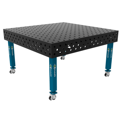 Welding table PLUS Grid - 100x100mm, System - Φ28, Size - 1500x1480mm, Legs - On wheels