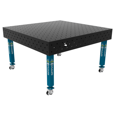 Welding table PLUS Grid - 100x100mm, System - Φ16, Size - 1500x1480mm, Legs - On wheels