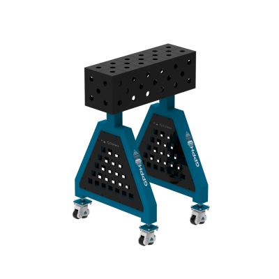 Suporte de soldadura TRESTLE ECO 600x200x200 mm - Sistema ⌀28mm - Grelha: Diagonal - Sobre rodas