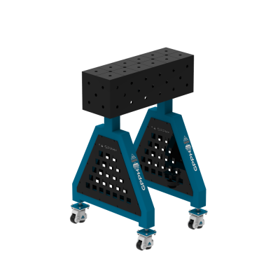 Sveisestøtte TRESTLE ECO 600x200x200 mm - System ⌀16mm - Rutenett: Diagonal - På hjul