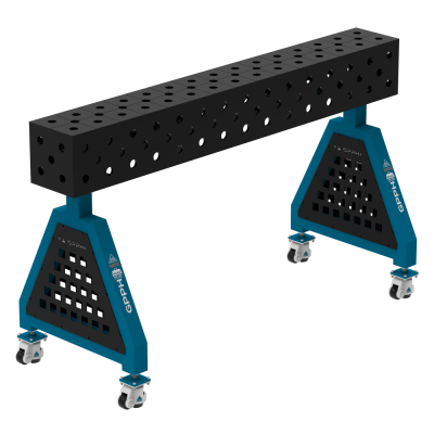 Lassteun TRESTLE ECO 1500x200x200 mm - Systeem ⌀28mm - Rooster: Diagonaal - Op wielen