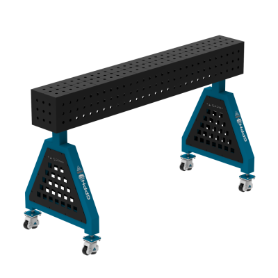 Lassteun TRESTLE ECO 1500x200x200 mm - Systeem ⌀16mm - Rooster: 50x50mm - Op wielen