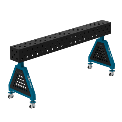 Svetsstöd TRESTLE ECO 2000x200x200 mm - System ⌀28mm - Rutnät: Diagonal - På hjul