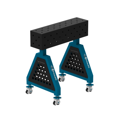 Metināšanas atbalsts TRESTLE PLUS 800x200x200 mm - System ⌀16mm - Režģis: Diagonāle - Uz riteņiem