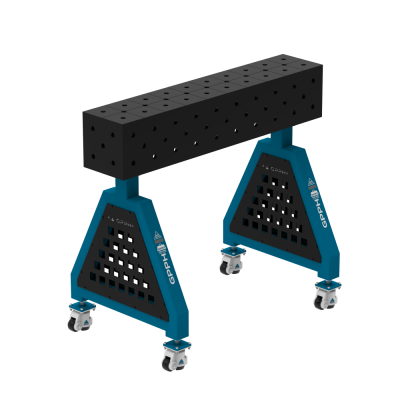 Suporte de soldadura TRESTLE PLUS 1000x200x200 mm - Sistema ⌀16mm - Grelha: Diagonal - Sobre rodas