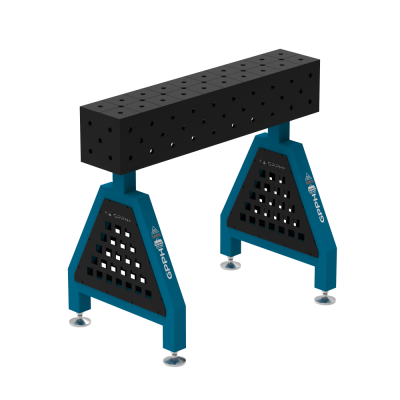 Sveisestøtte TRESTLE PLUS 1000x200x200 mm - System ⌀16mm - Rutenett: Diagonal - On foot