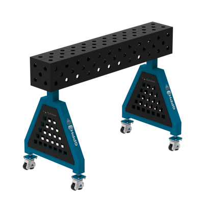 Zváracia podpera TRESTLE PLUS 1200x200x200 mm - Systém ⌀28mm - Mriežka: Na kolieskach