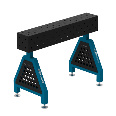 Sveisestøtte TRESTLE PLUS 1200x200x200 mm - System ⌀16mm - Rutenett: Diagonal - On foot