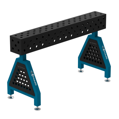 Welding support TRESTLE PLUS 1500x200x200 mm - System ⌀28mm - Grid: Diagonal - On foot