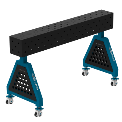 Support de soudage TRESTLE PLUS 1500x200x200 mm - Système ⌀16mm - Grille : Diagonal - Sur roues