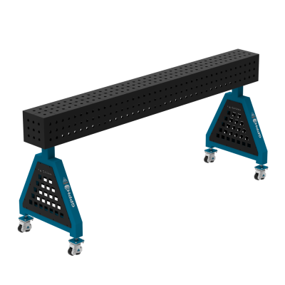 Welding support TRESTLE PLUS 2000x200x200 mm - System ⌀16mm - Grid: 50x50mm - On wheels