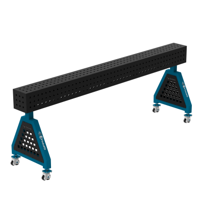 Metināšanas atbalsts TRESTLE PLUS 2400x200x200 mm - System ⌀16mm - Režģis: 50x50mm - Uz riteņiem
