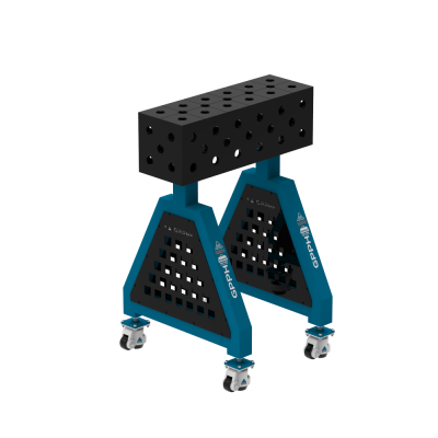 Suporte de soldadura TRESTLE PRO 600x200x200 mm - Sistema ⌀28mm - Grelha: Diagonal - Sobre rodas