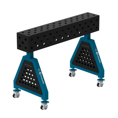 Svejsestøtte TRESTLE PRO 1200x200x200 mm - System ⌀28mm - Gitter: Diagonal - På hjul