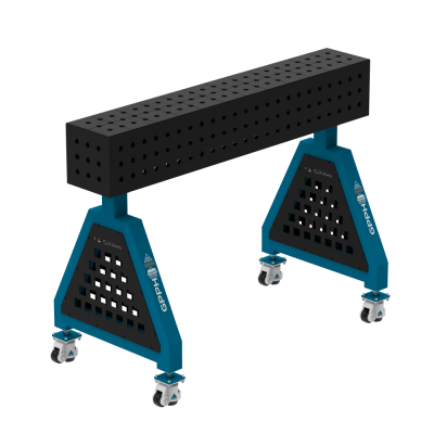 Sveisestøtte TRESTLE PRO 1200x200x200 mm - System ⌀16mm - Rutenett: 50x50mm - På hjul