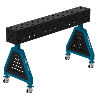 Svejsestøtte TRESTLE PRO 1500x200x200 mm - System ⌀28mm - Gitter: Diagonal - På hjul