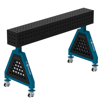 Suporte de soldadura TRESTLE PRO 1500x200x200 mm - Sistema ⌀16mm - Grelha: 50x50mm - Sobre rodas