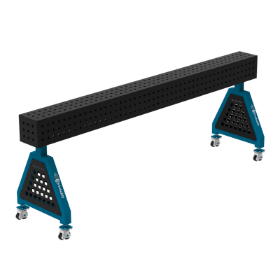 Metināšanas atbalsts TRESTLE PRO 2400x200x200 mm - System ⌀16mm - Režģis: 50x50mm - Uz riteņiem
